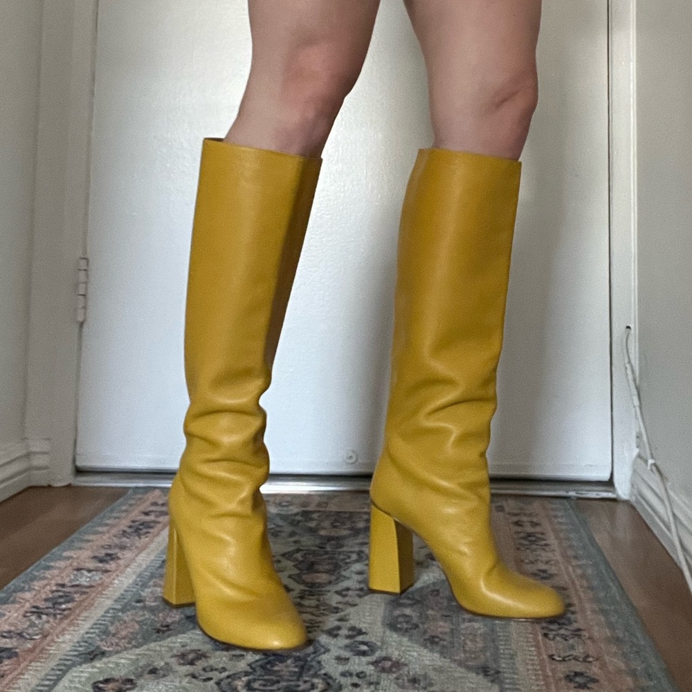 RED Valentino knee high yellow leather boots